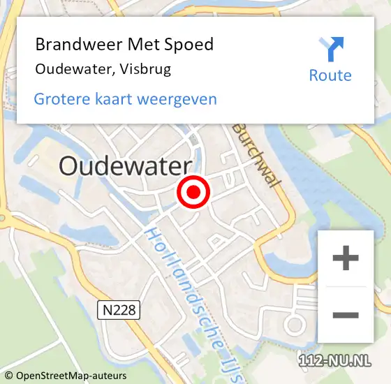 Locatie op kaart van de 112 melding: Brandweer Met Spoed Naar Oudewater, Visbrug op 19 november 2016 14:06