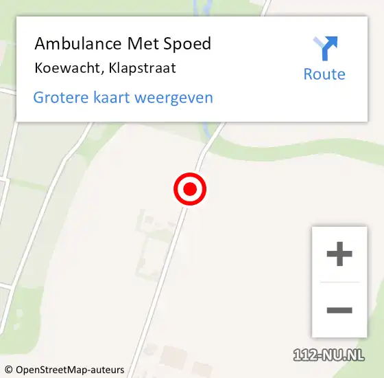 Locatie op kaart van de 112 melding: Ambulance Met Spoed Naar Koewacht, Klapstraat op 19 november 2016 14:10