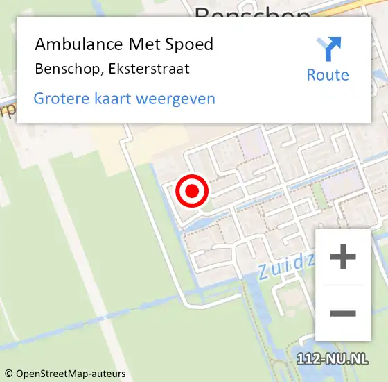 Locatie op kaart van de 112 melding: Ambulance Met Spoed Naar Benschop, Eksterstraat op 19 november 2016 14:34