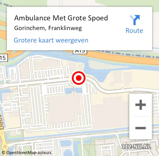 Locatie op kaart van de 112 melding: Ambulance Met Grote Spoed Naar Gorinchem, Franklinweg op 19 november 2016 14:39