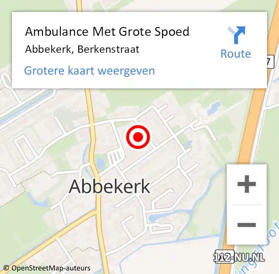 Locatie op kaart van de 112 melding: Ambulance Met Grote Spoed Naar Abbekerk, Berkenstraat op 19 november 2016 14:55