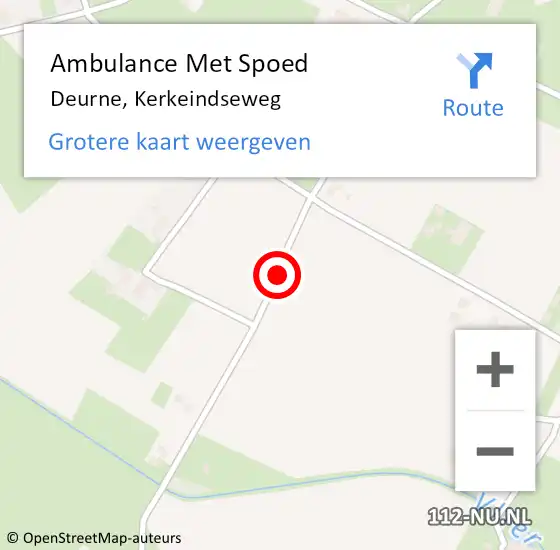 Locatie op kaart van de 112 melding: Ambulance Met Spoed Naar Deurne, Kerkeindseweg op 19 november 2016 15:49