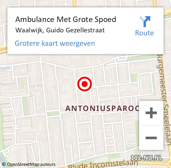 Locatie op kaart van de 112 melding: Ambulance Met Grote Spoed Naar Waalwijk, Guido Gezellestraat op 19 november 2016 15:55