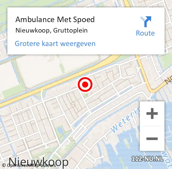 Locatie op kaart van de 112 melding: Ambulance Met Spoed Naar Nieuwkoop, Gruttoplein op 19 november 2016 15:56