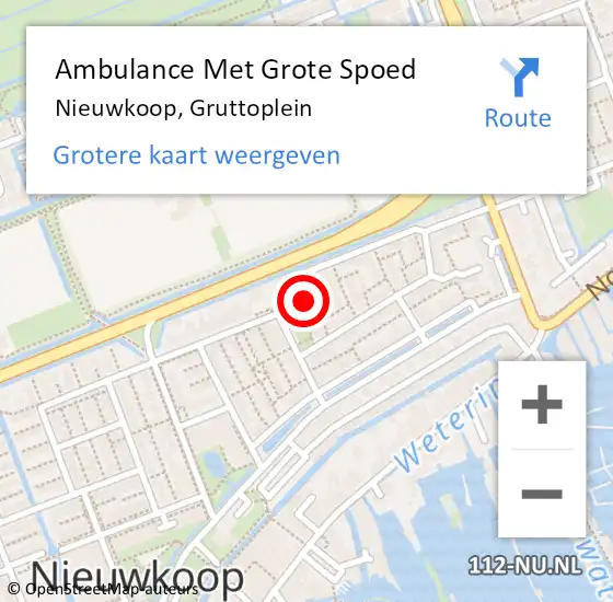 Locatie op kaart van de 112 melding: Ambulance Met Grote Spoed Naar Nieuwkoop, Gruttoplein op 19 november 2016 16:00