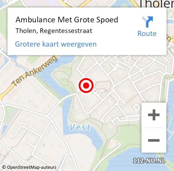 Locatie op kaart van de 112 melding: Ambulance Met Grote Spoed Naar Tholen, Regentessestraat op 19 november 2016 16:05