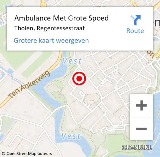 Locatie op kaart van de 112 melding: Ambulance Met Grote Spoed Naar Tholen, Regentessestraat op 19 november 2016 16:08