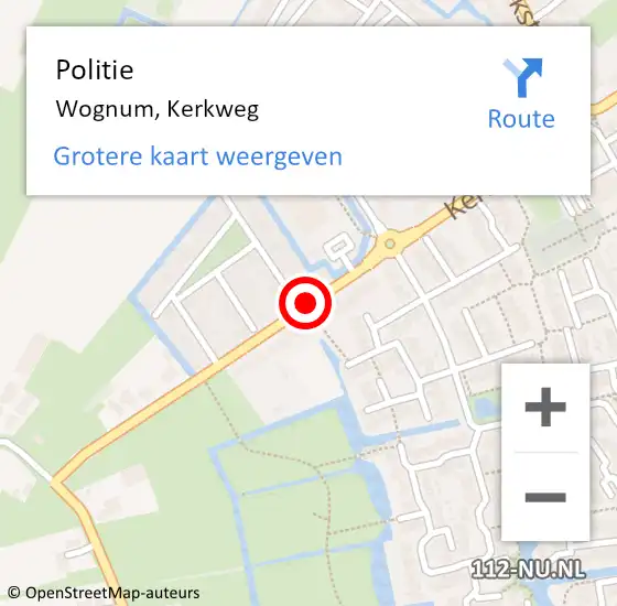 Locatie op kaart van de 112 melding: Politie Wognum, Kerkweg op 19 november 2016 16:38