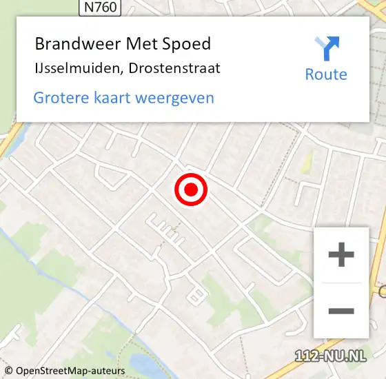 Locatie op kaart van de 112 melding: Brandweer Met Spoed Naar IJsselmuiden, Drostenstraat op 1 januari 2014 21:54