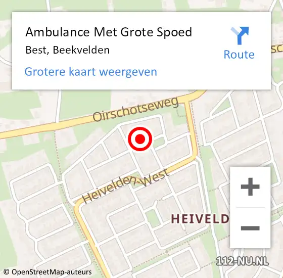 Locatie op kaart van de 112 melding: Ambulance Met Grote Spoed Naar Best, Beekvelden op 19 november 2016 17:00