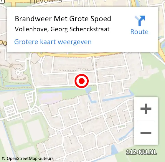 Locatie op kaart van de 112 melding: Brandweer Met Grote Spoed Naar Vollenhove, Georg Schenckstraat op 19 november 2016 17:02