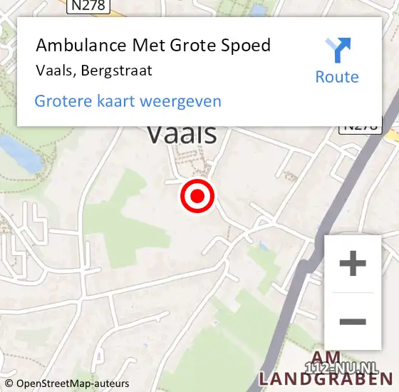 Locatie op kaart van de 112 melding: Ambulance Met Grote Spoed Naar Vaals, Bergstraat op 1 januari 2014 21:57