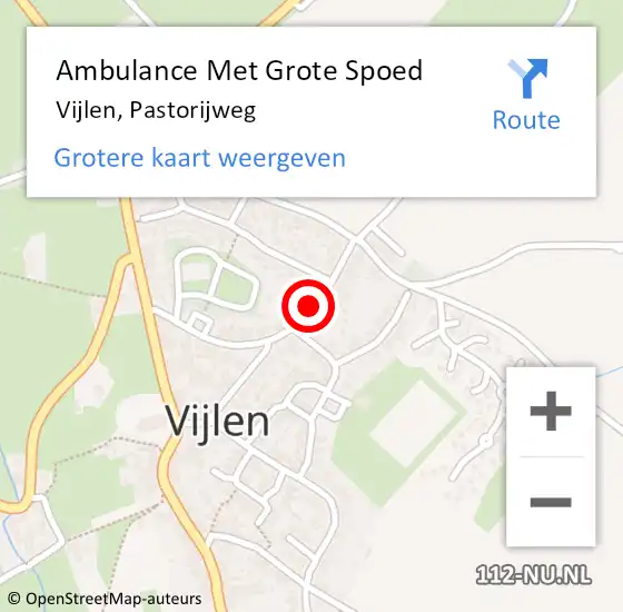 Locatie op kaart van de 112 melding: Ambulance Met Grote Spoed Naar Vijlen, Pastorijweg op 1 januari 2014 21:58