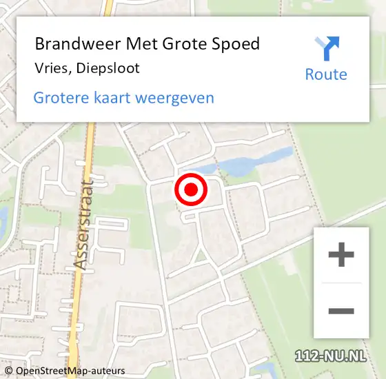 Locatie op kaart van de 112 melding: Brandweer Met Grote Spoed Naar Vries, Diepsloot op 19 november 2016 17:38