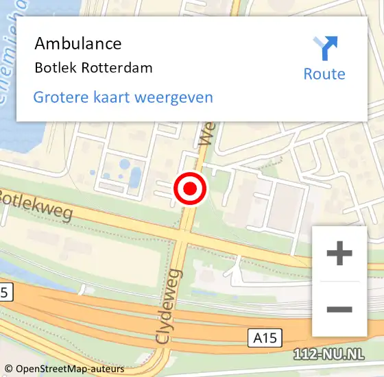 Locatie op kaart van de 112 melding: Ambulance Botlek Rotterdam op 19 november 2016 17:47