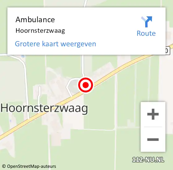 Locatie op kaart van de 112 melding: Ambulance Hoornsterzwaag op 19 november 2016 18:19