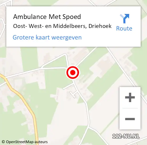 Locatie op kaart van de 112 melding: Ambulance Met Spoed Naar Oost- West- en Middelbeers, Driehoek op 19 november 2016 19:39