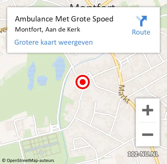 Locatie op kaart van de 112 melding: Ambulance Met Grote Spoed Naar Montfort, Aan de Kerk op 19 november 2016 20:19