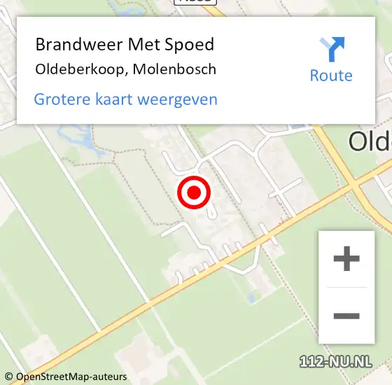 Locatie op kaart van de 112 melding: Brandweer Met Spoed Naar Oldeberkoop, Molenbosch op 19 november 2016 20:31