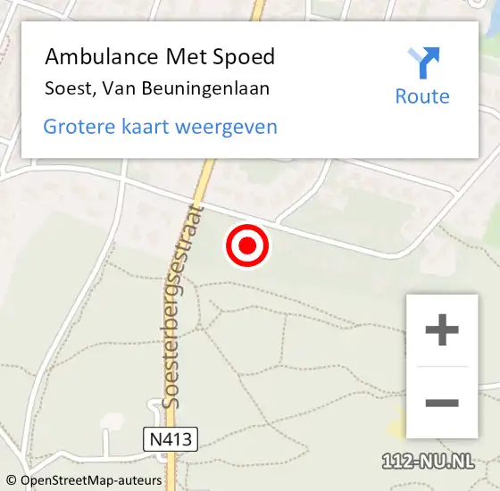 Locatie op kaart van de 112 melding: Ambulance Met Spoed Naar Soest, Van Beuningenlaan op 19 november 2016 20:56