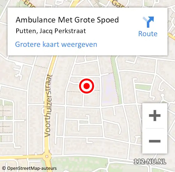 Locatie op kaart van de 112 melding: Ambulance Met Grote Spoed Naar Putten, Jacq Perkstraat op 19 november 2016 20:58