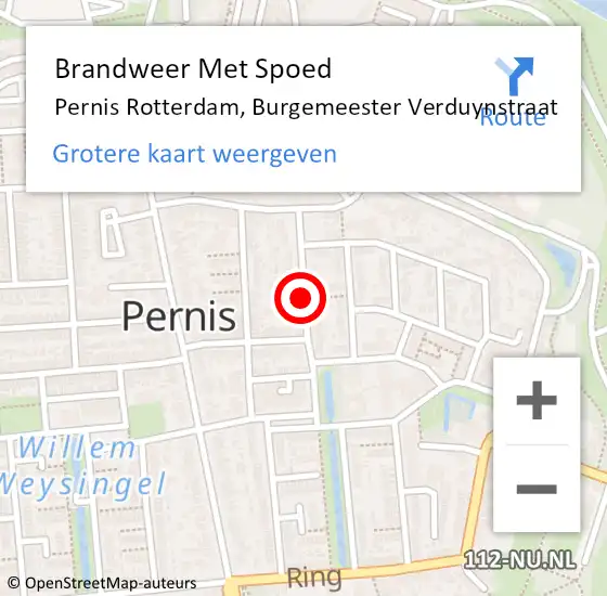 Locatie op kaart van de 112 melding: Brandweer Met Spoed Naar Pernis Rotterdam, Burgemeester Verduynstraat op 19 november 2016 21:09