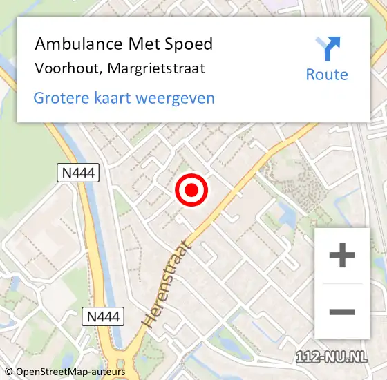 Locatie op kaart van de 112 melding: Ambulance Met Spoed Naar Voorhout, Margrietstraat op 19 november 2016 21:12