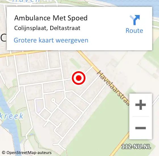 Locatie op kaart van de 112 melding: Ambulance Met Spoed Naar Colijnsplaat, Deltastraat op 19 november 2016 21:26