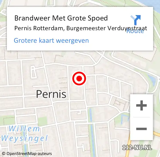 Locatie op kaart van de 112 melding: Brandweer Met Grote Spoed Naar Pernis Rotterdam, Burgemeester Verduynstraat op 19 november 2016 22:40