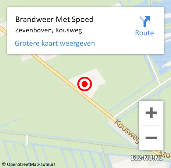 Locatie op kaart van de 112 melding: Brandweer Met Spoed Naar Zevenhoven, Kousweg op 19 november 2016 23:43