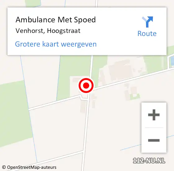 Locatie op kaart van de 112 melding: Ambulance Met Spoed Naar Venhorst, Hoogstraat op 20 november 2016 00:12