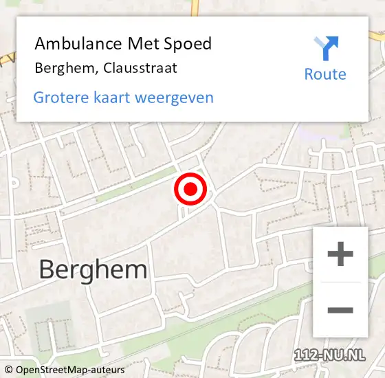 Locatie op kaart van de 112 melding: Ambulance Met Spoed Naar Berghem, Clausstraat op 20 november 2016 00:19