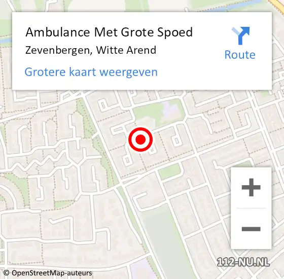 Locatie op kaart van de 112 melding: Ambulance Met Grote Spoed Naar Zevenbergen, Witte Arend op 20 november 2016 00:39