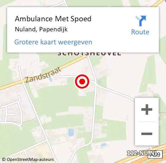Locatie op kaart van de 112 melding: Ambulance Met Spoed Naar Nuland, Papendijk op 1 januari 2014 22:58