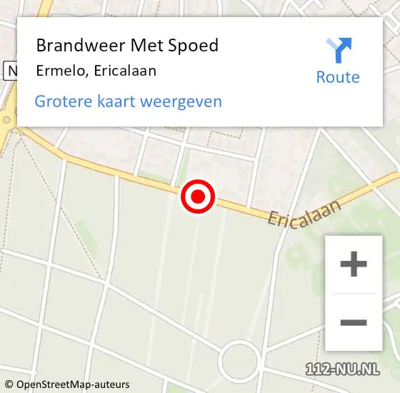 Locatie op kaart van de 112 melding: Brandweer Met Spoed Naar Ermelo, Ericalaan op 20 november 2016 01:07