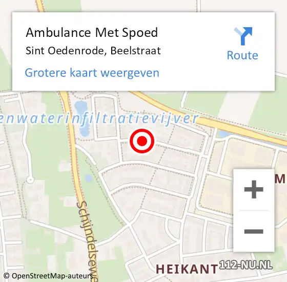 Locatie op kaart van de 112 melding: Ambulance Met Spoed Naar Sint Oedenrode, Beelstraat op 20 november 2016 01:12