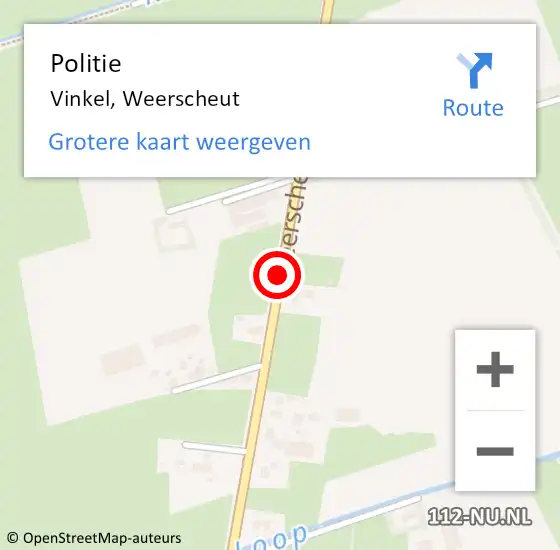 Locatie op kaart van de 112 melding: Politie Vinkel, Weerscheut op 20 november 2016 01:26