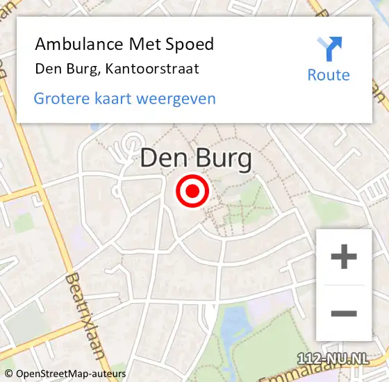 Locatie op kaart van de 112 melding: Ambulance Met Spoed Naar Den Burg, Kantoorstraat op 20 november 2016 01:37