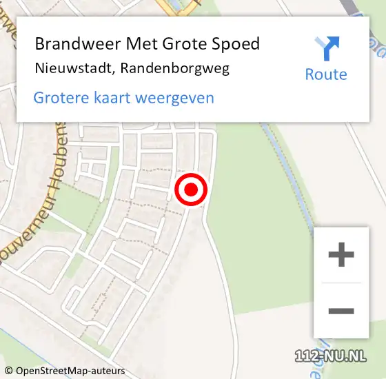 Locatie op kaart van de 112 melding: Brandweer Met Grote Spoed Naar Nieuwstadt, Randenborgweg op 20 november 2016 01:47