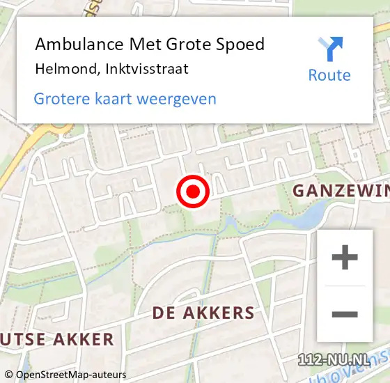 Locatie op kaart van de 112 melding: Ambulance Met Grote Spoed Naar Helmond, Inktvisstraat op 20 november 2016 02:09