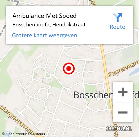 Locatie op kaart van de 112 melding: Ambulance Met Spoed Naar Bosschenhoofd, Hendrikstraat op 20 november 2016 03:00