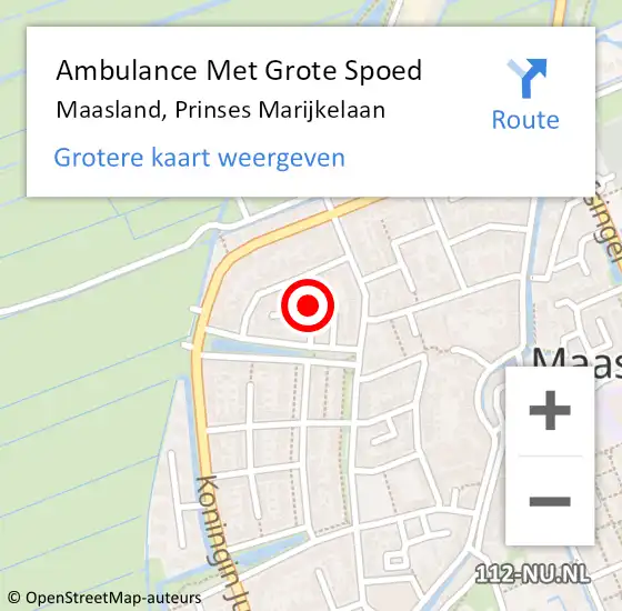 Locatie op kaart van de 112 melding: Ambulance Met Grote Spoed Naar Maasland, Prinses Marijkelaan op 20 november 2016 04:09