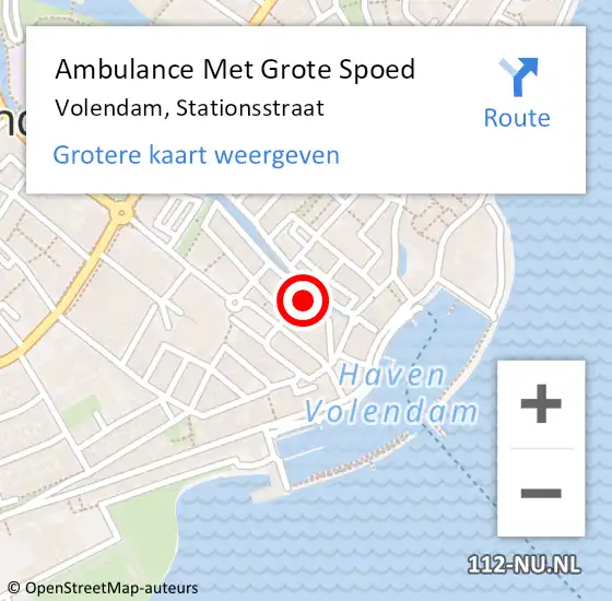 Locatie op kaart van de 112 melding: Ambulance Met Grote Spoed Naar Volendam, Stationsstraat op 20 november 2016 04:36