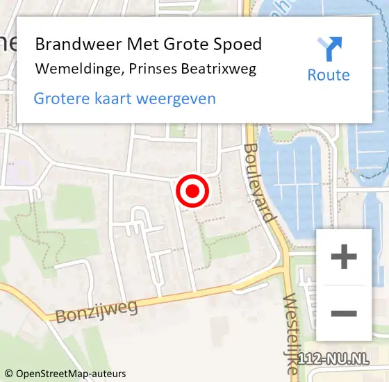 Locatie op kaart van de 112 melding: Brandweer Met Grote Spoed Naar Wemeldinge, Prinses Beatrixweg op 20 november 2016 05:26