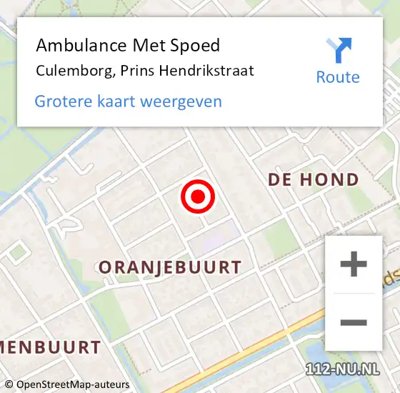 Locatie op kaart van de 112 melding: Ambulance Met Spoed Naar Culemborg, Prins Hendrikstraat op 20 november 2016 08:23