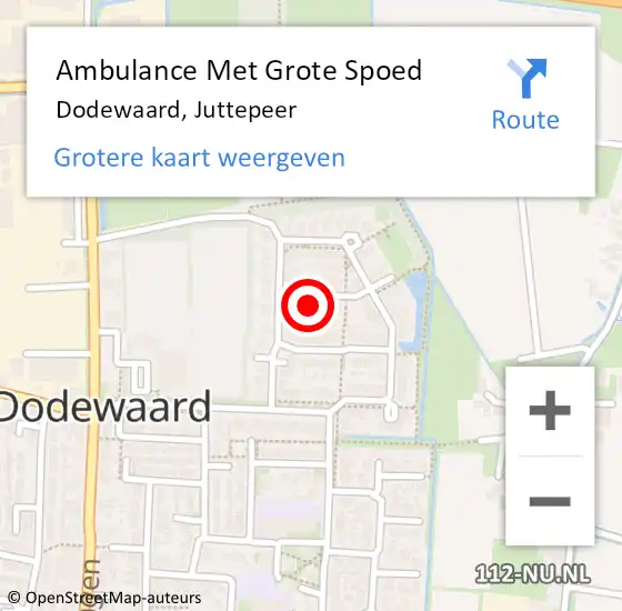 Locatie op kaart van de 112 melding: Ambulance Met Grote Spoed Naar Dodewaard, Juttepeer op 20 november 2016 08:36