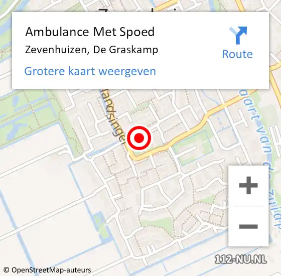 Locatie op kaart van de 112 melding: Ambulance Met Spoed Naar Zevenhuizen, De Graskamp op 20 november 2016 08:48