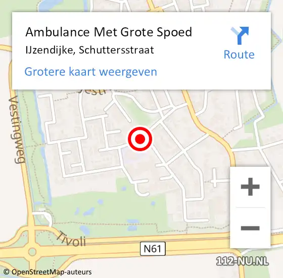 Locatie op kaart van de 112 melding: Ambulance Met Grote Spoed Naar IJzendijke, Schuttersstraat op 20 november 2016 10:08