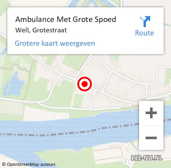 Locatie op kaart van de 112 melding: Ambulance Met Grote Spoed Naar Well, Grotestraat op 20 november 2016 10:16