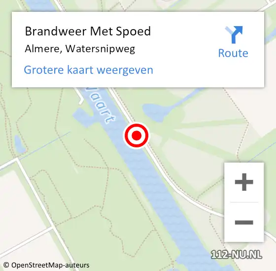 Locatie op kaart van de 112 melding: Brandweer Met Spoed Naar Almere, Watersnipweg op 20 november 2016 10:19
